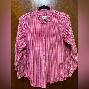 Crazy Cowgirl Pink & Red long sleeve button up Plaid Shirt size XL